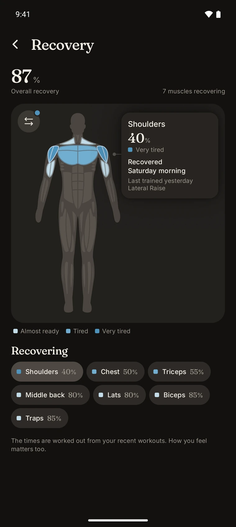 Iro's muscle recovery map.