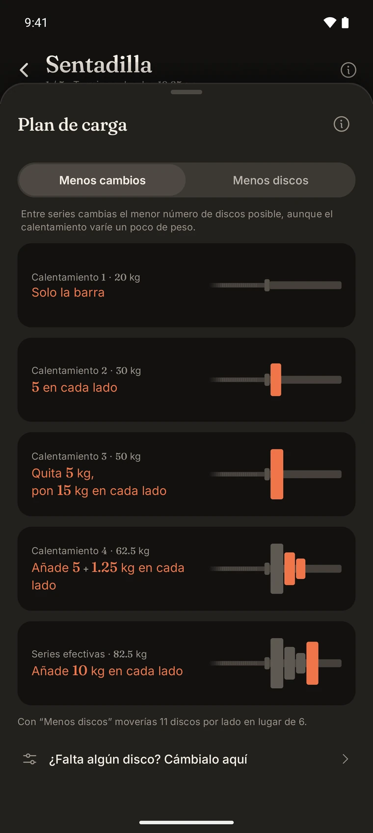 Los discos de cada lado y las series de calentamiento en Iro.